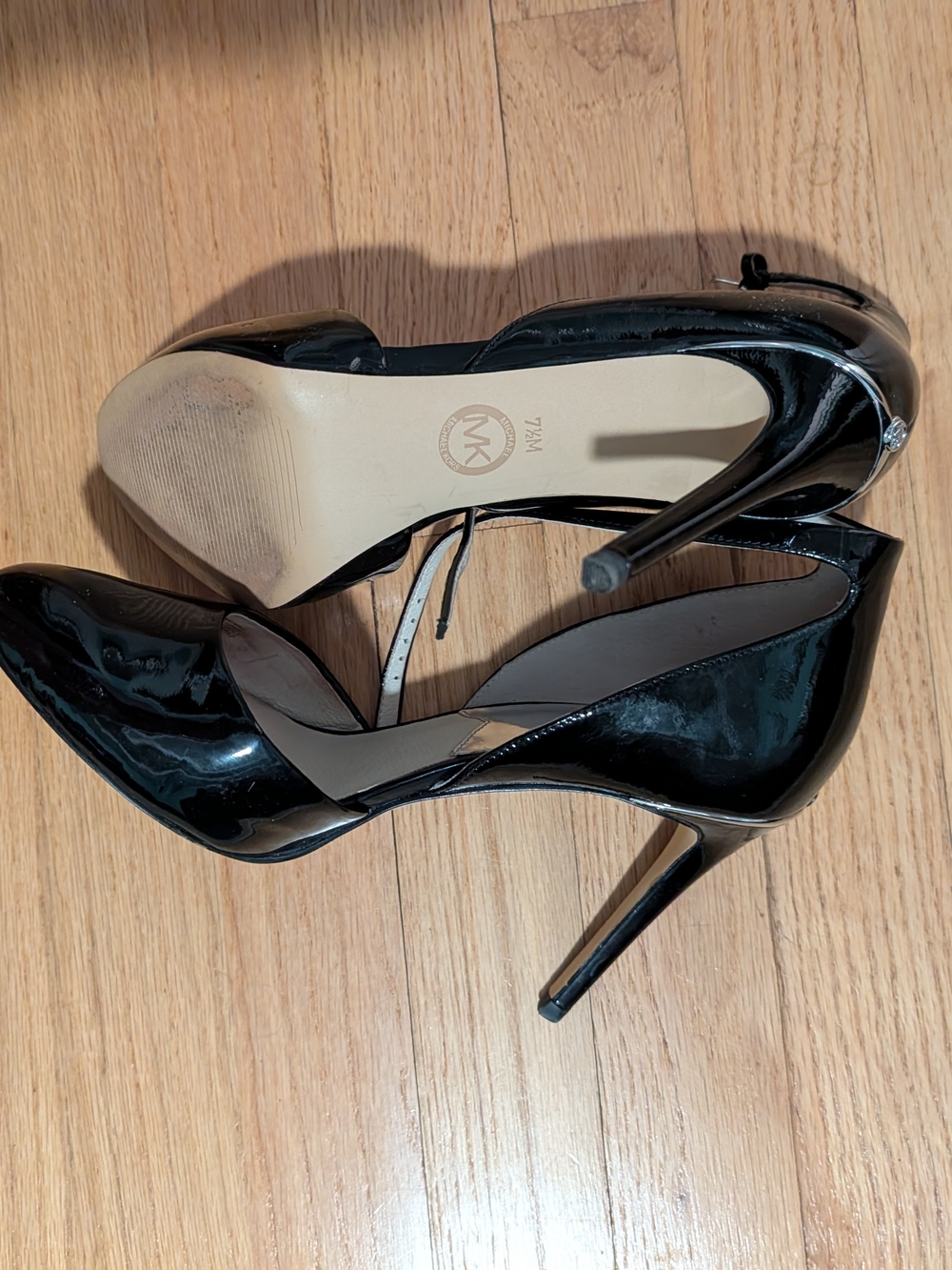 Michael Kors Giorgia Black Patent Leather Pointed-Toe Stiletto Heels 7.5